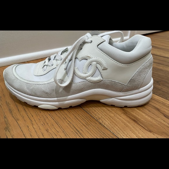 Chanel All White Sneakers in size US 8.5 - Picture 4 of 8